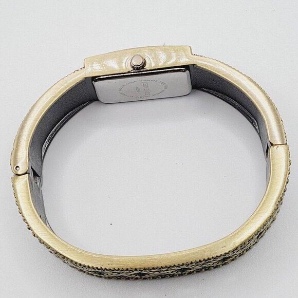 Heidi Daus Women's Double Trouble Cuff Wrist Watch Swarovski Crystals Brass Tone - Picture 7 of 9